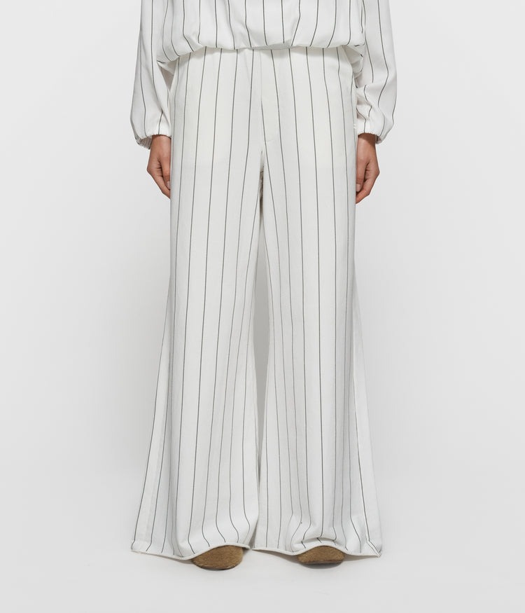wide jogger pinstripe | ecru