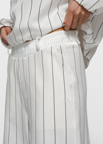 wide jogger pinstripe | ecru