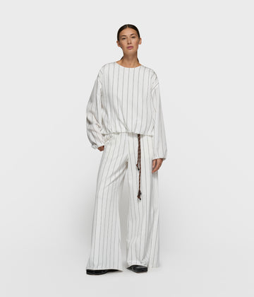 wide jogger pinstripe | ecru