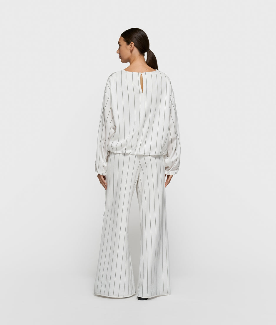 wide jogger pinstripe | ecru
