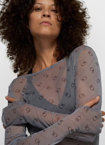 mesh long sleeve monogram | light graphite