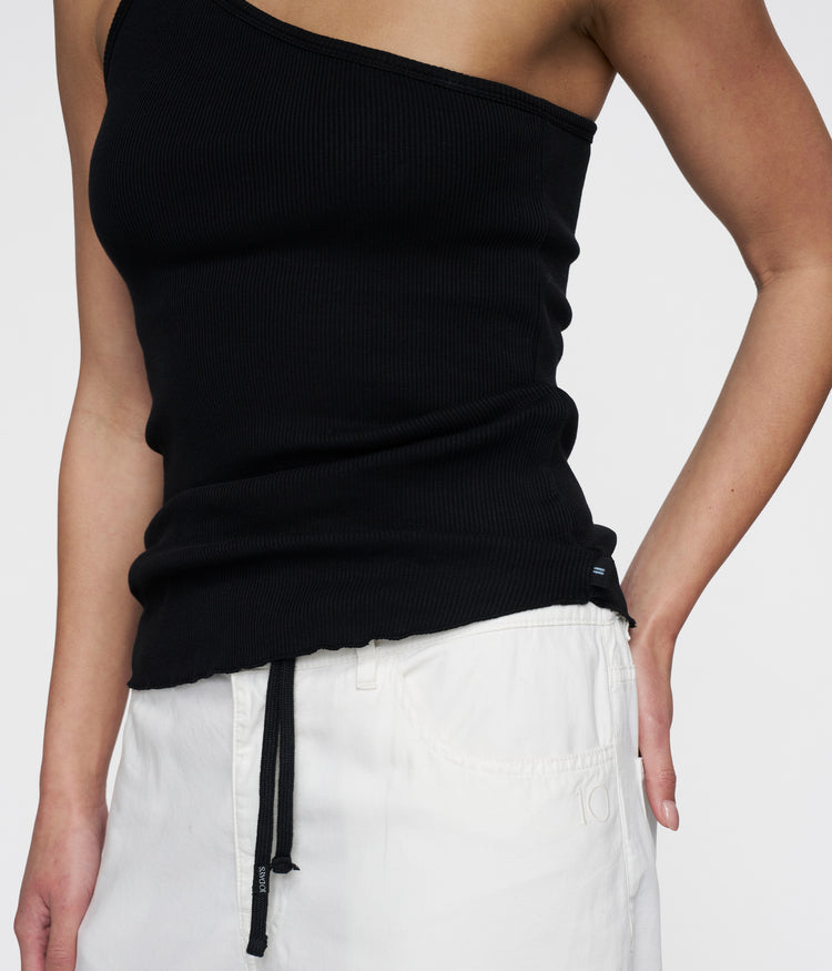 one shoulder ballet top | black