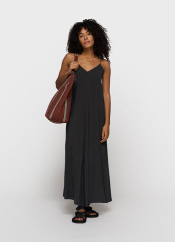 strappy dress modal | black