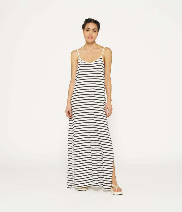 strappy dress stripes | ecru/black