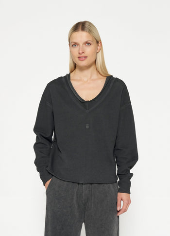 double v-neck sweat | ash grey
