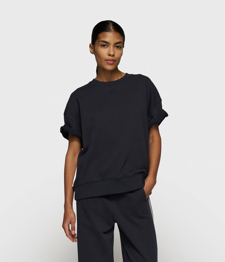 short sleeve sweater patch | dark navy