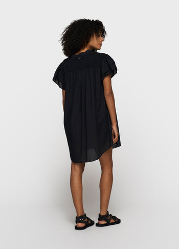 a-line ruffle dress | black