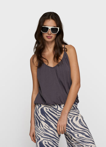 top gathered neck | steel blue