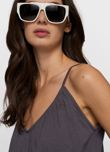 top gathered neck | steel blue