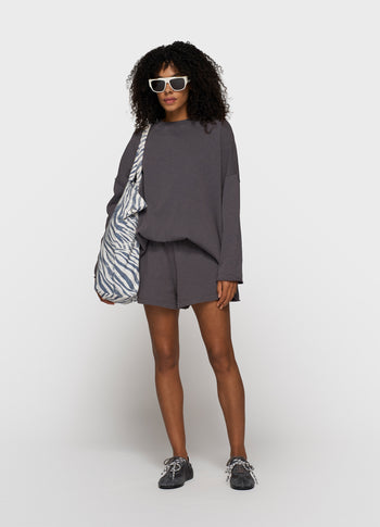 shorts slub fleece | steel blue