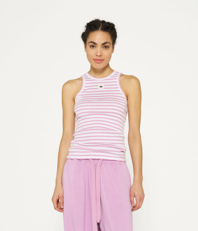 tank top rib stripes | ecru/violet