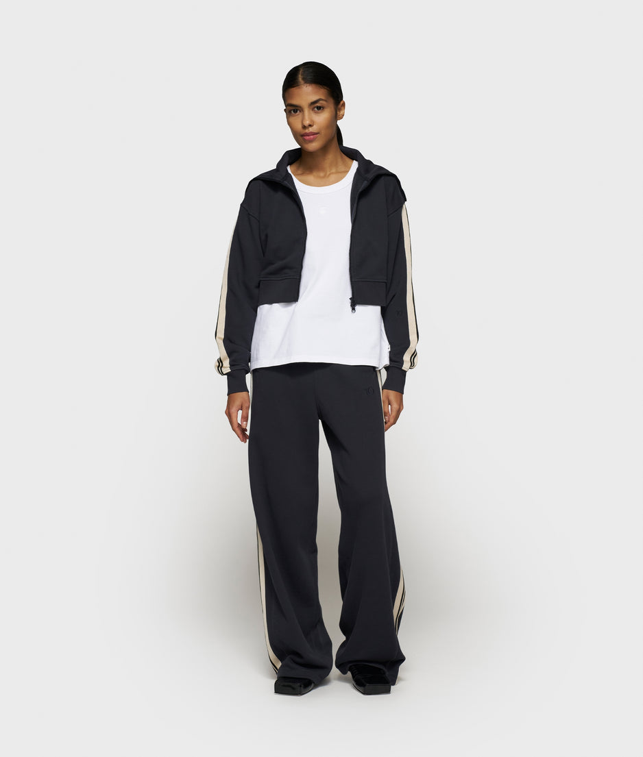 cropped zip cardigan fleece | dark navy