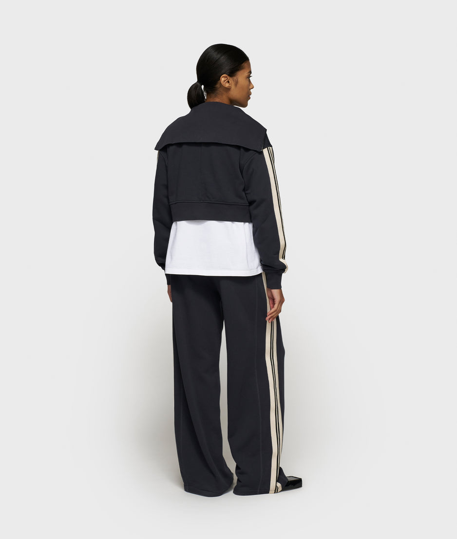 cropped zip cardigan fleece | dark navy