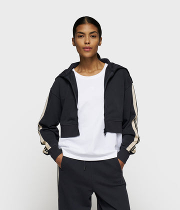 cropped zip cardigan fleece | dark navy