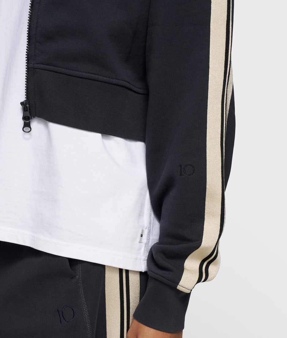 cropped zip cardigan fleece | dark navy
