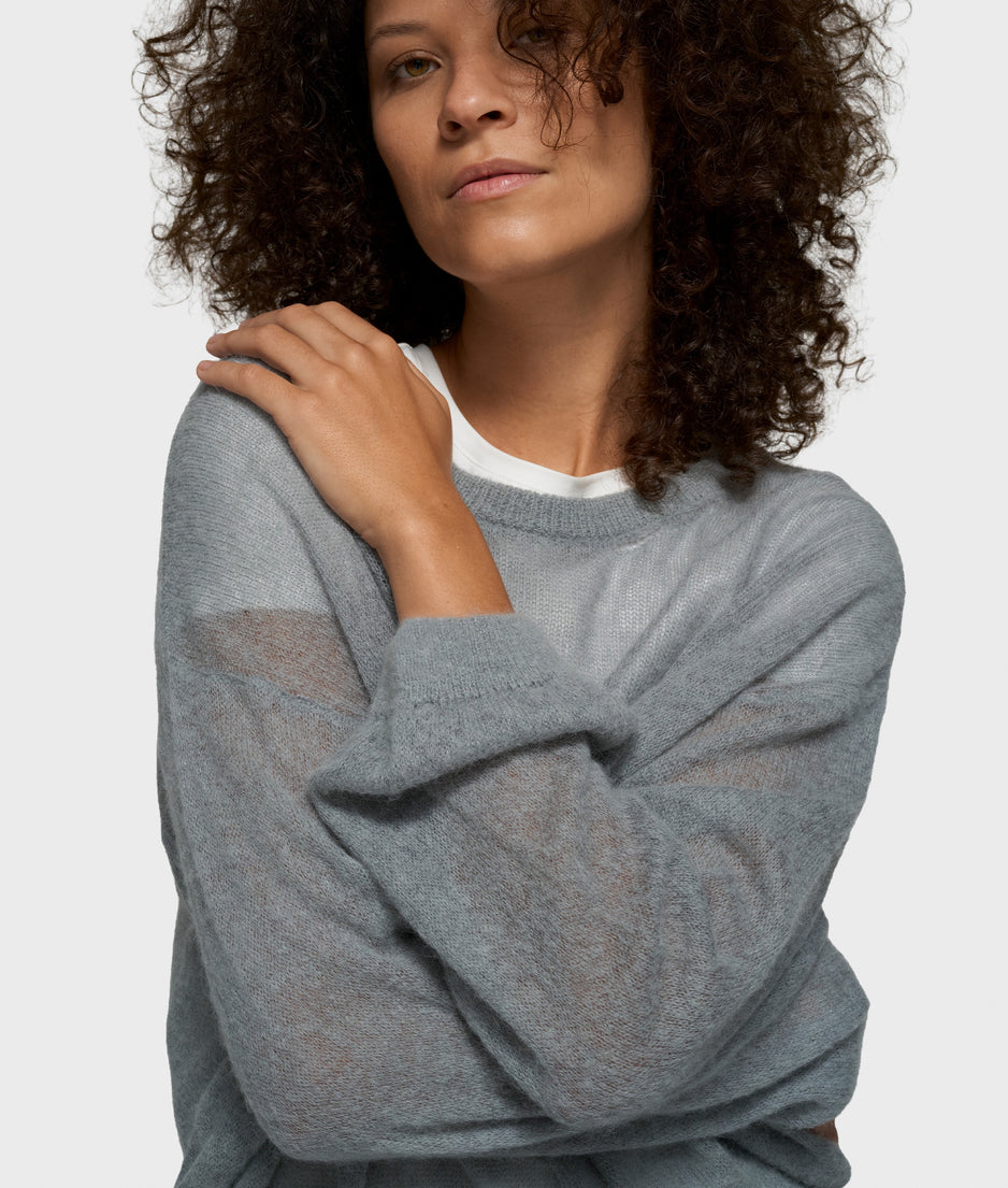 thin knit sweater | light graphite