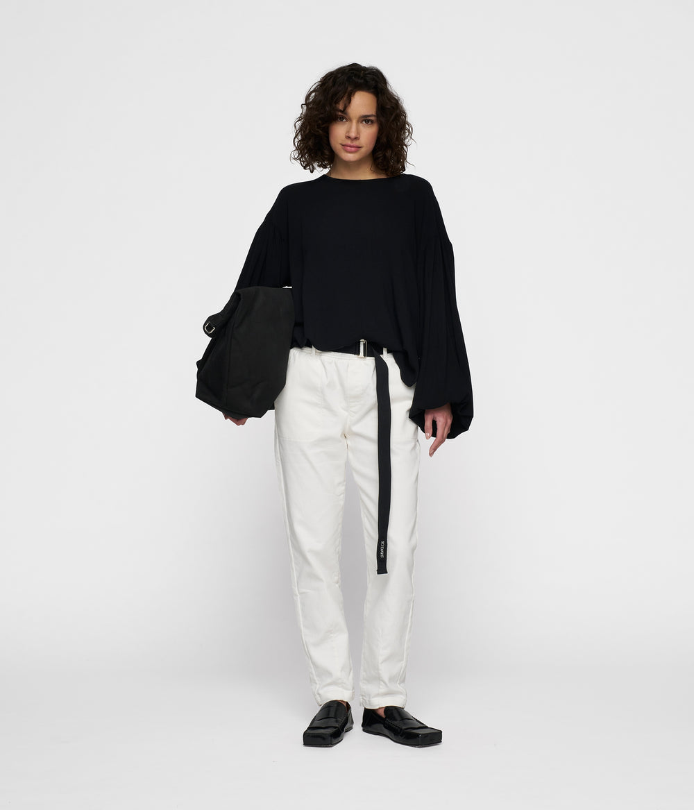 belted pants jog denim | ecru