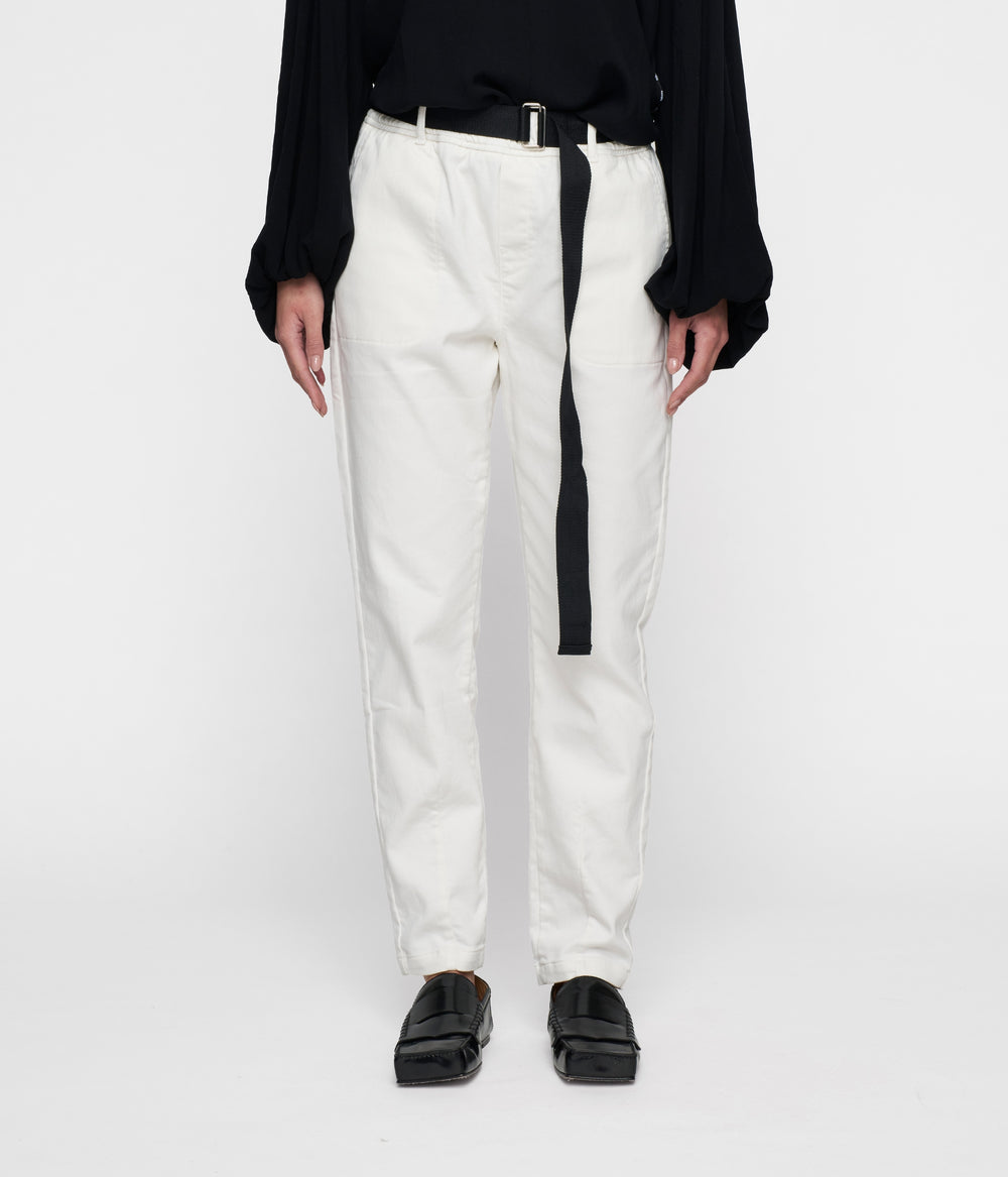belted pants jog denim | ecru