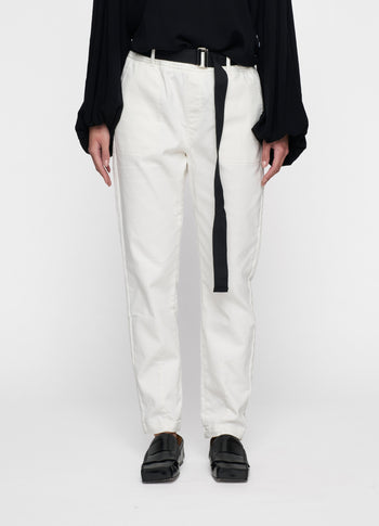 belted pants jog denim | ecru