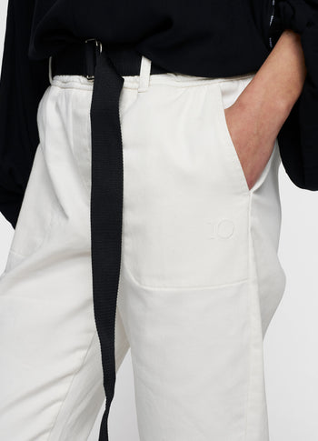 belted pants jog denim | ecru