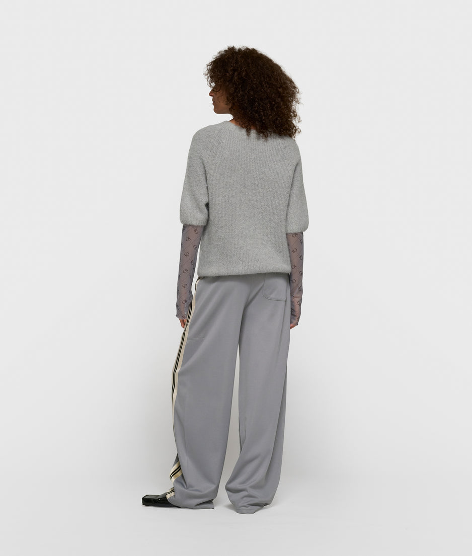 short sleeve knit sweater | light graphite