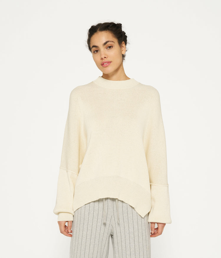 oversized cotton knit sweater | light safari