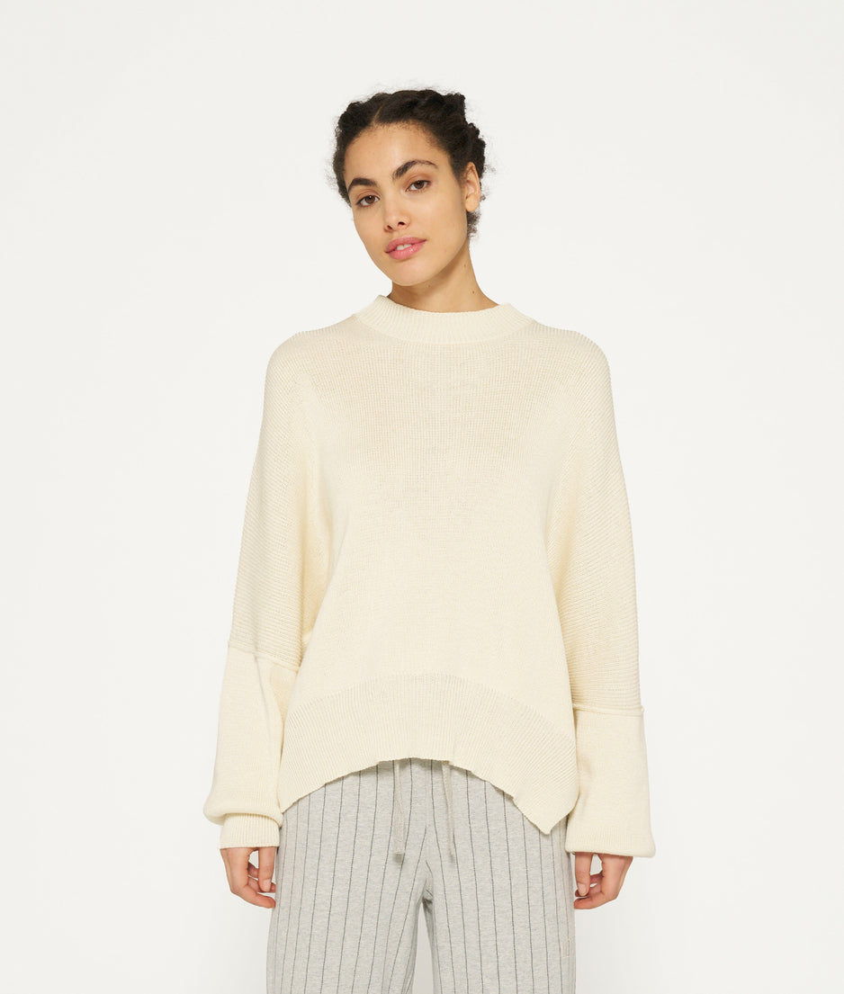 oversized cotton knit sweater | light safari