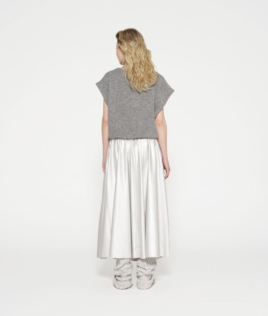 leather look pleated skirt | silver