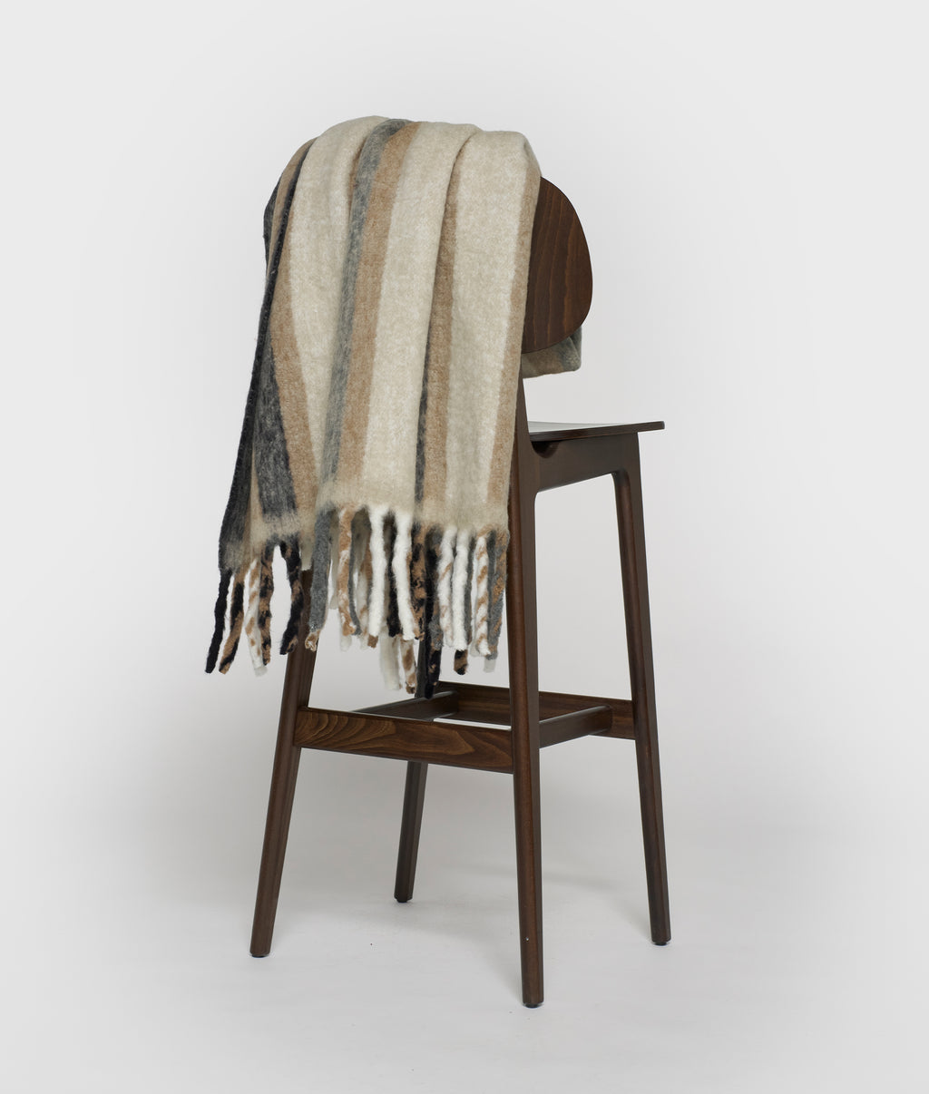 Plaid van wolblend | brown grey