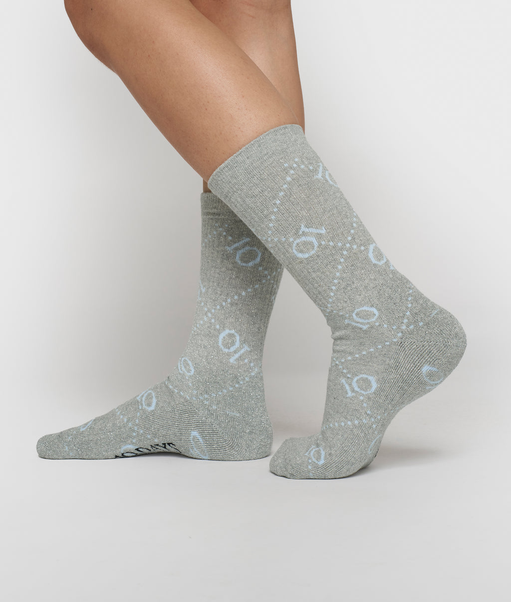 lange sokken met monogram | light grey melee