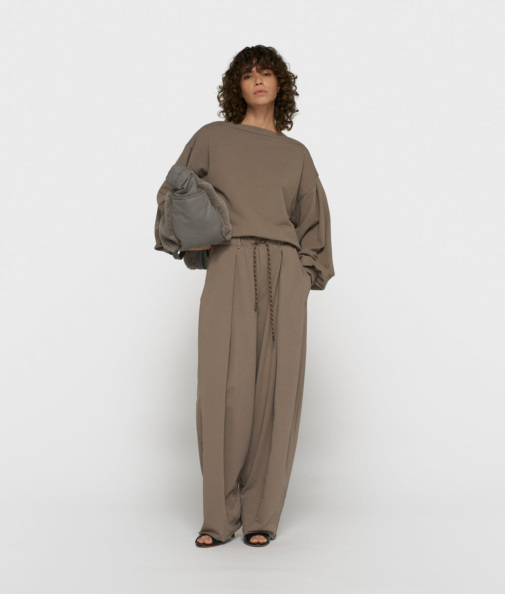 fleece top met boothals | portobello