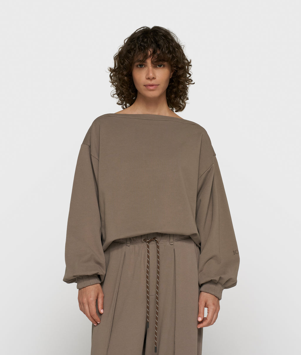 fleece top met boothals | portobello
