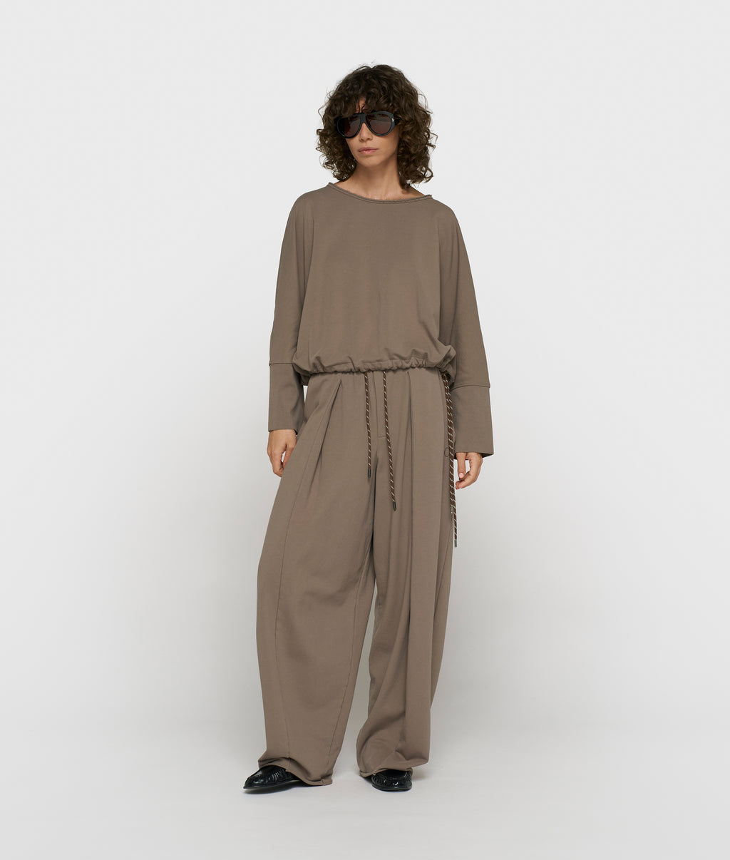 fleece top met vleermuismouwen | portobello