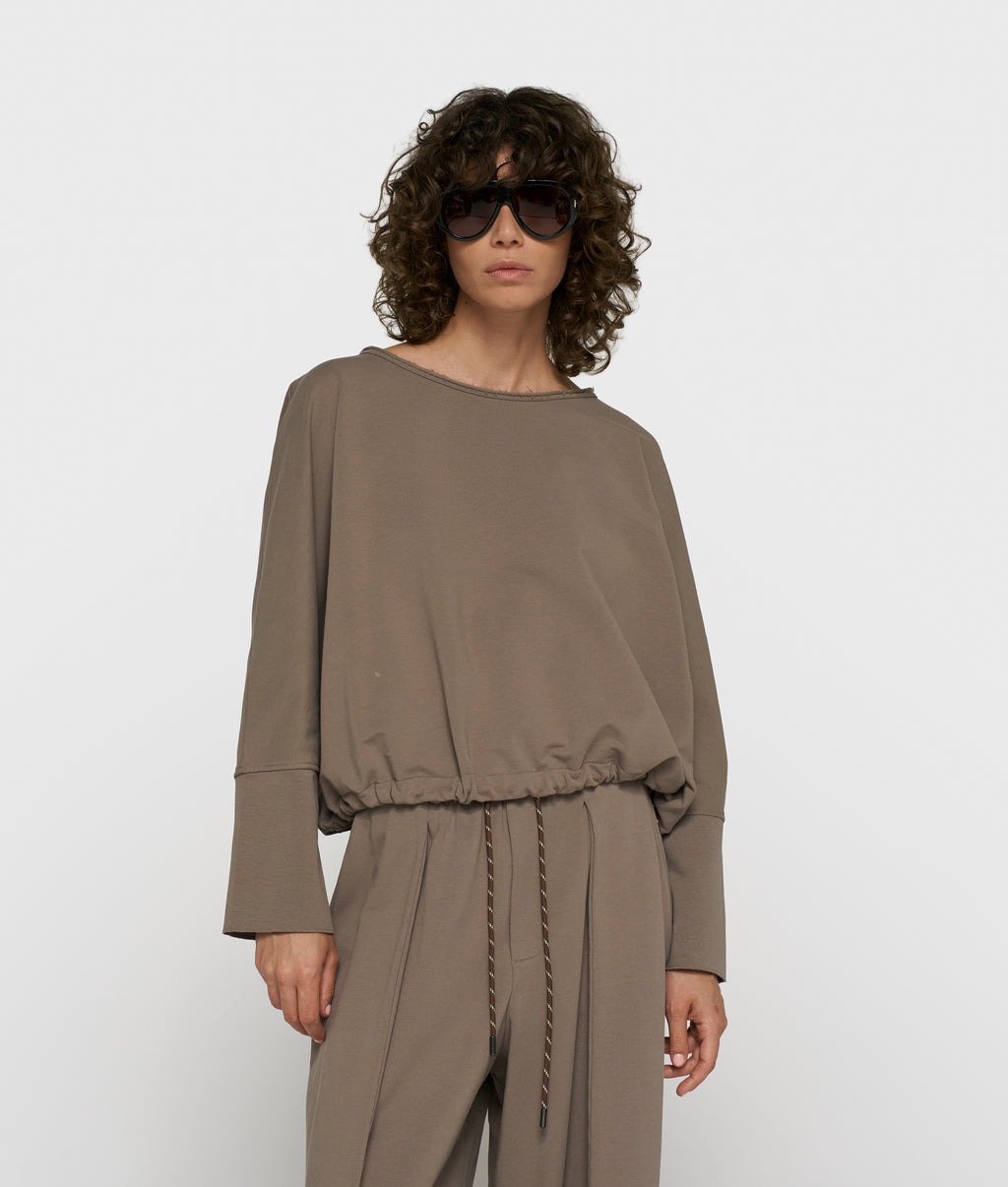 fleece top met vleermuismouwen | portobello