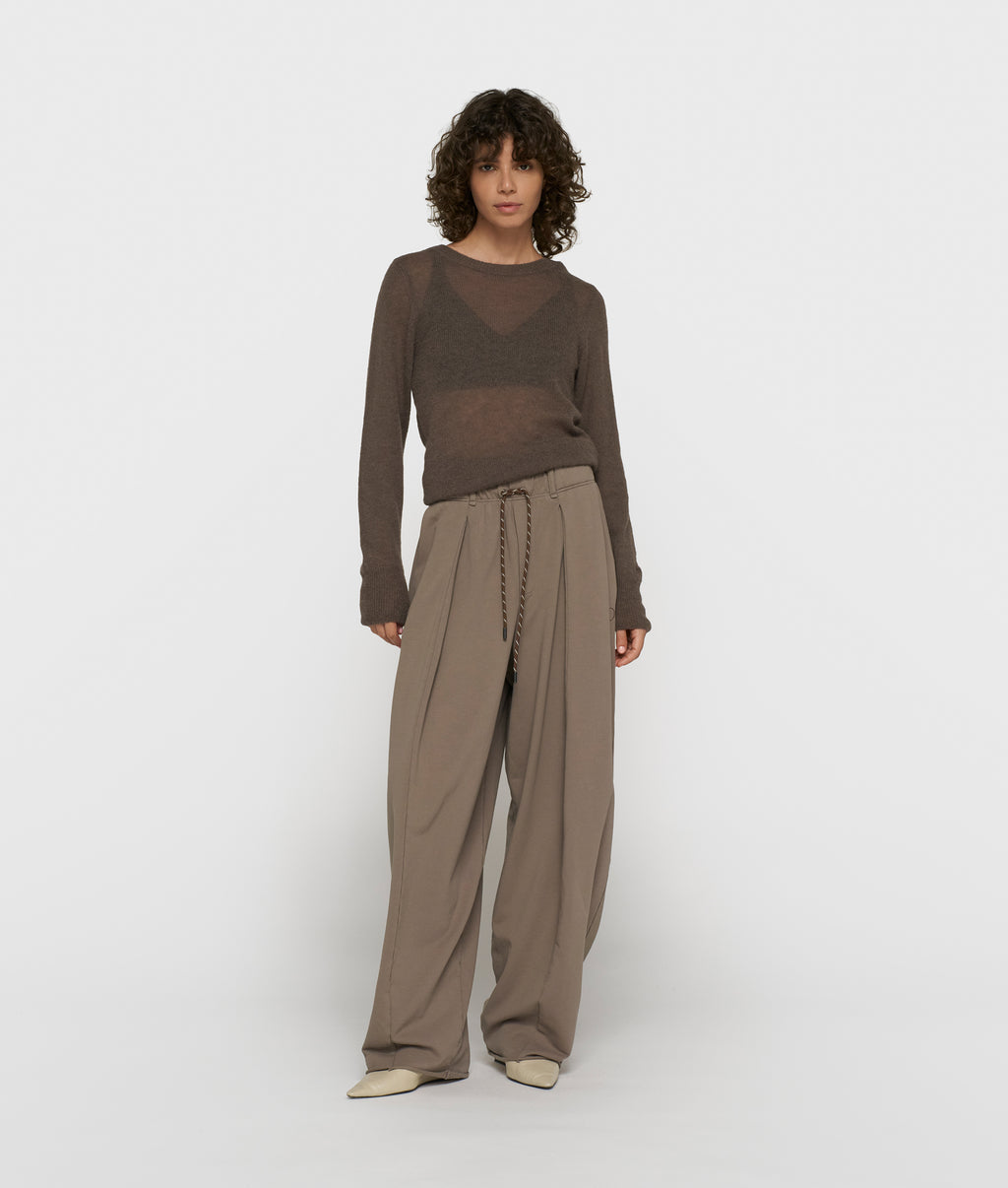 slim fit dungebreide trui | brown grey