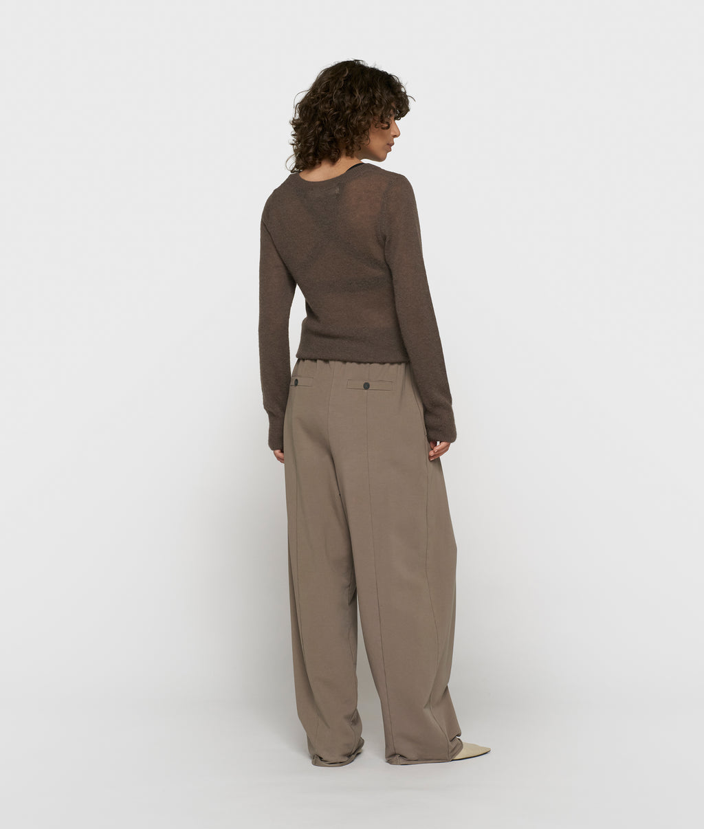 slim fit dungebreide trui | brown grey