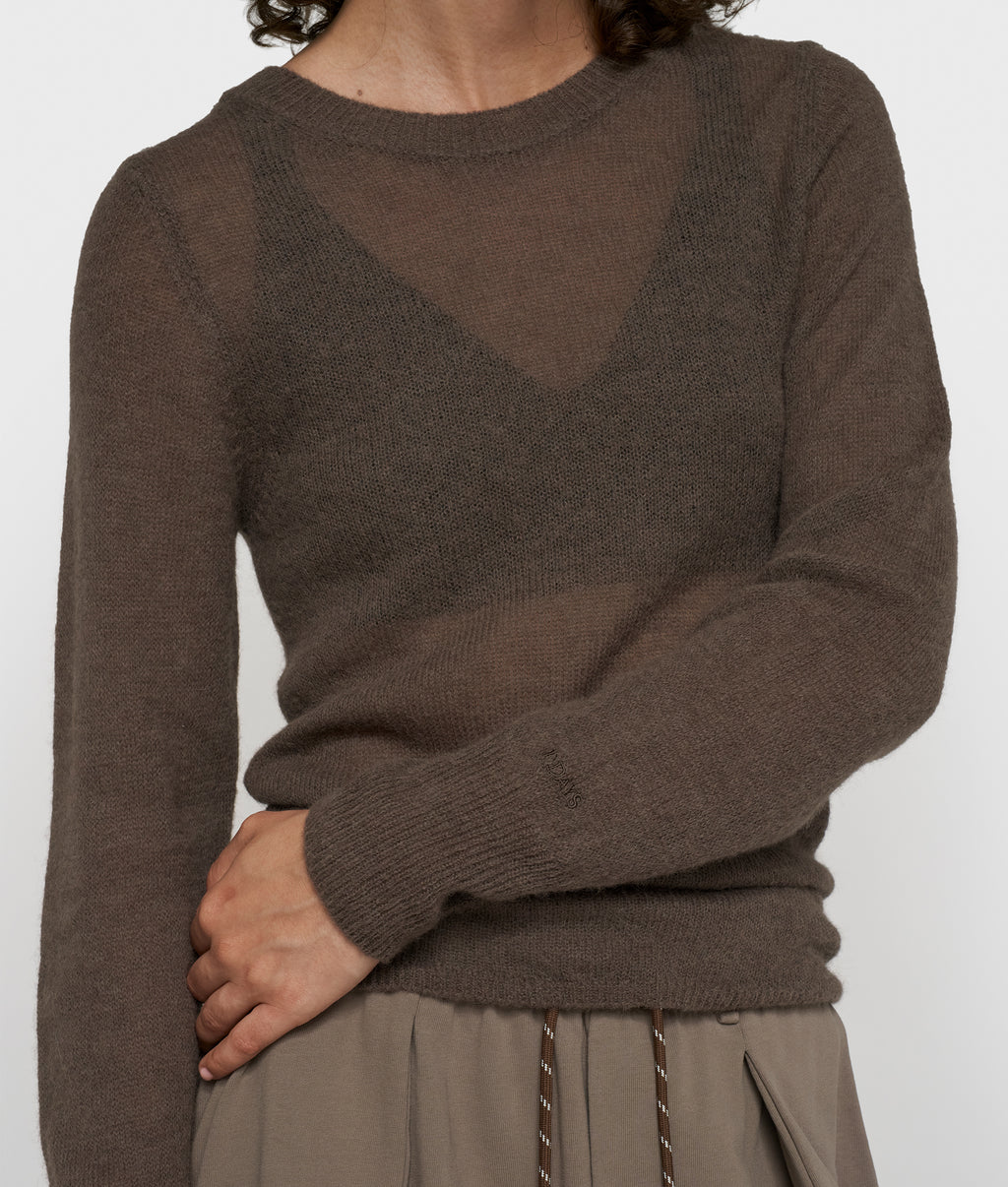 slim fit dungebreide trui | brown grey