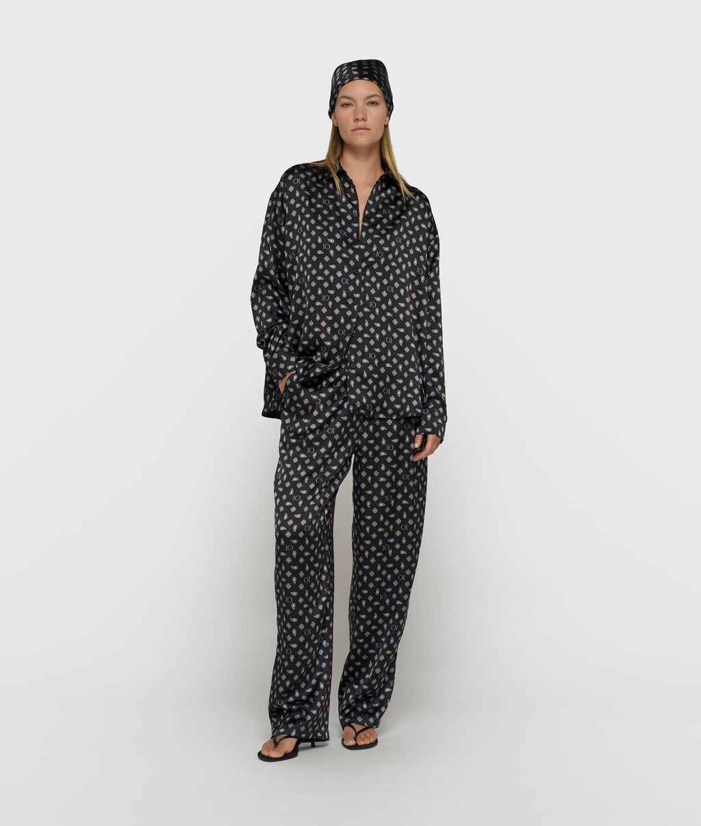 paisley fluid broek | black