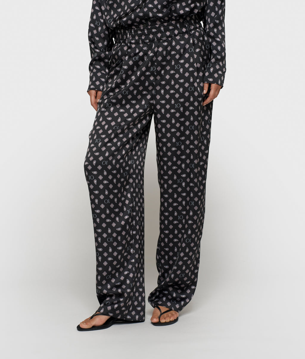 paisley fluid broek | black