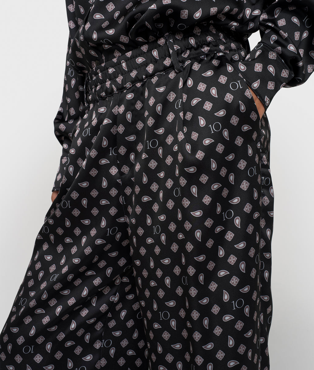 paisley fluid broek | black