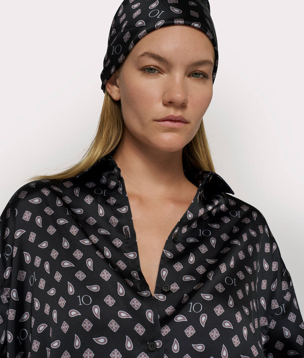 paisley fluid blouse | black