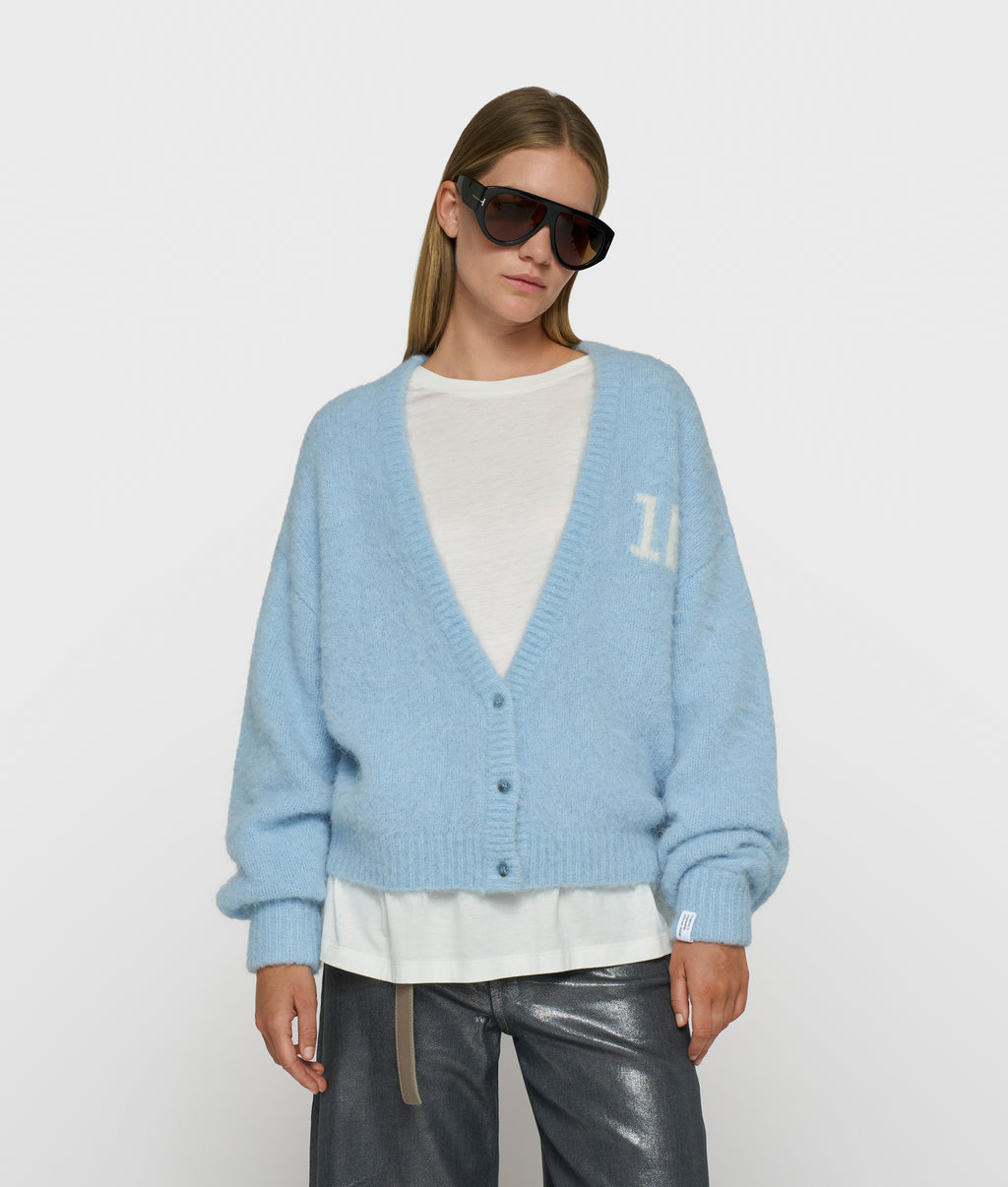hairy gebreid vest | angel blue