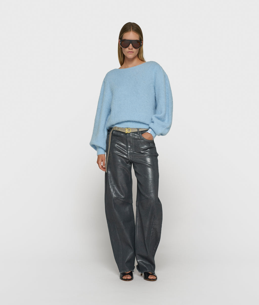 gebreide trui met pofmouwen | angel blue