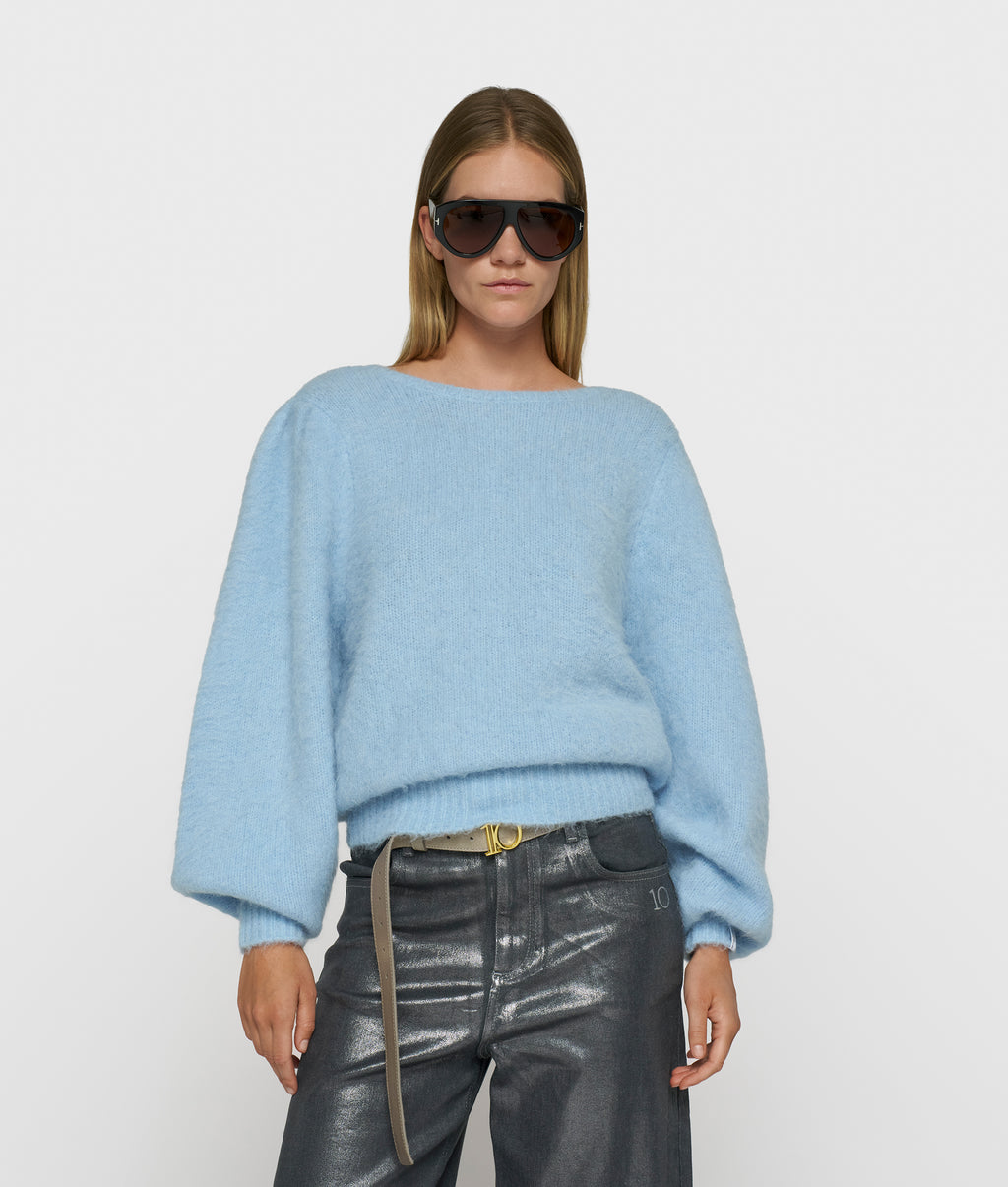 gebreide trui met pofmouwen | angel blue