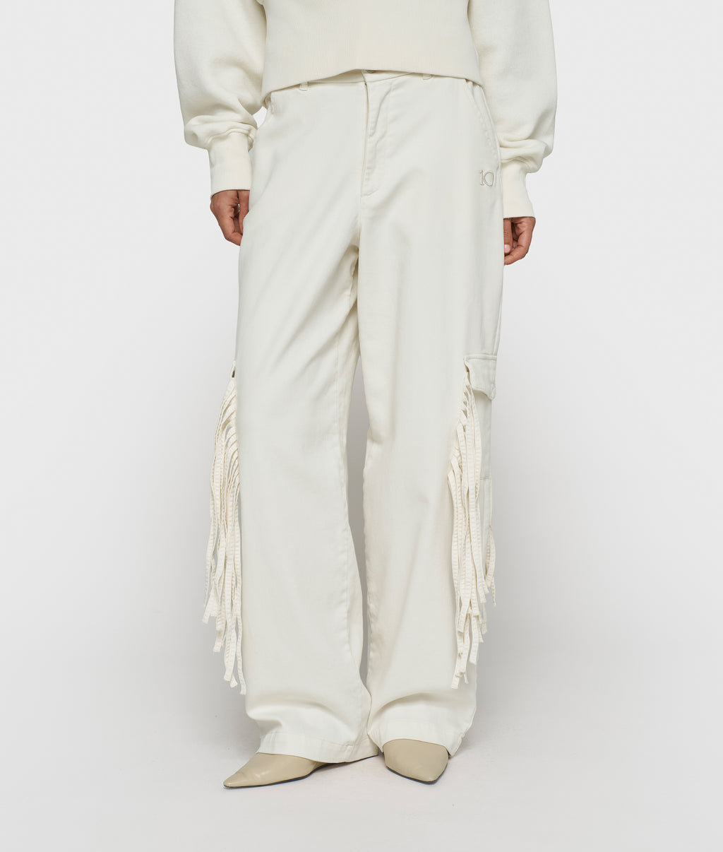 cargo broek met franjes | pearl