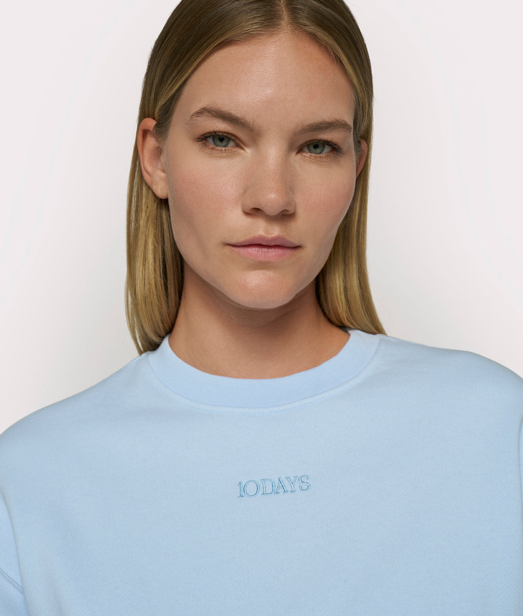petite statement sweater | angel blue
