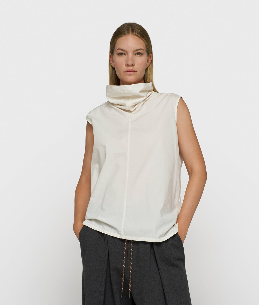 gedrapeerde fleece top | ecru