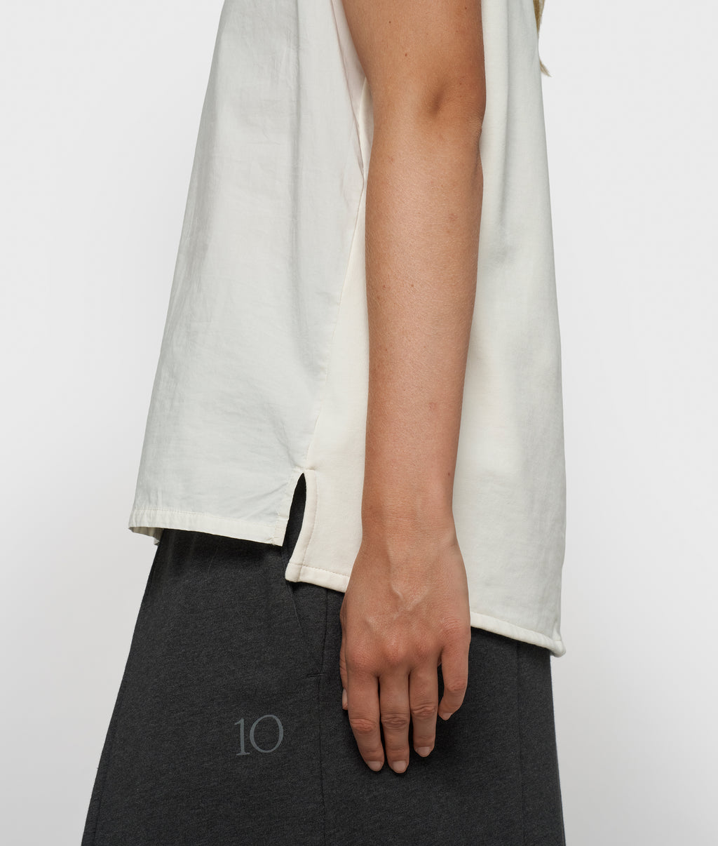 gedrapeerde fleece top | ecru