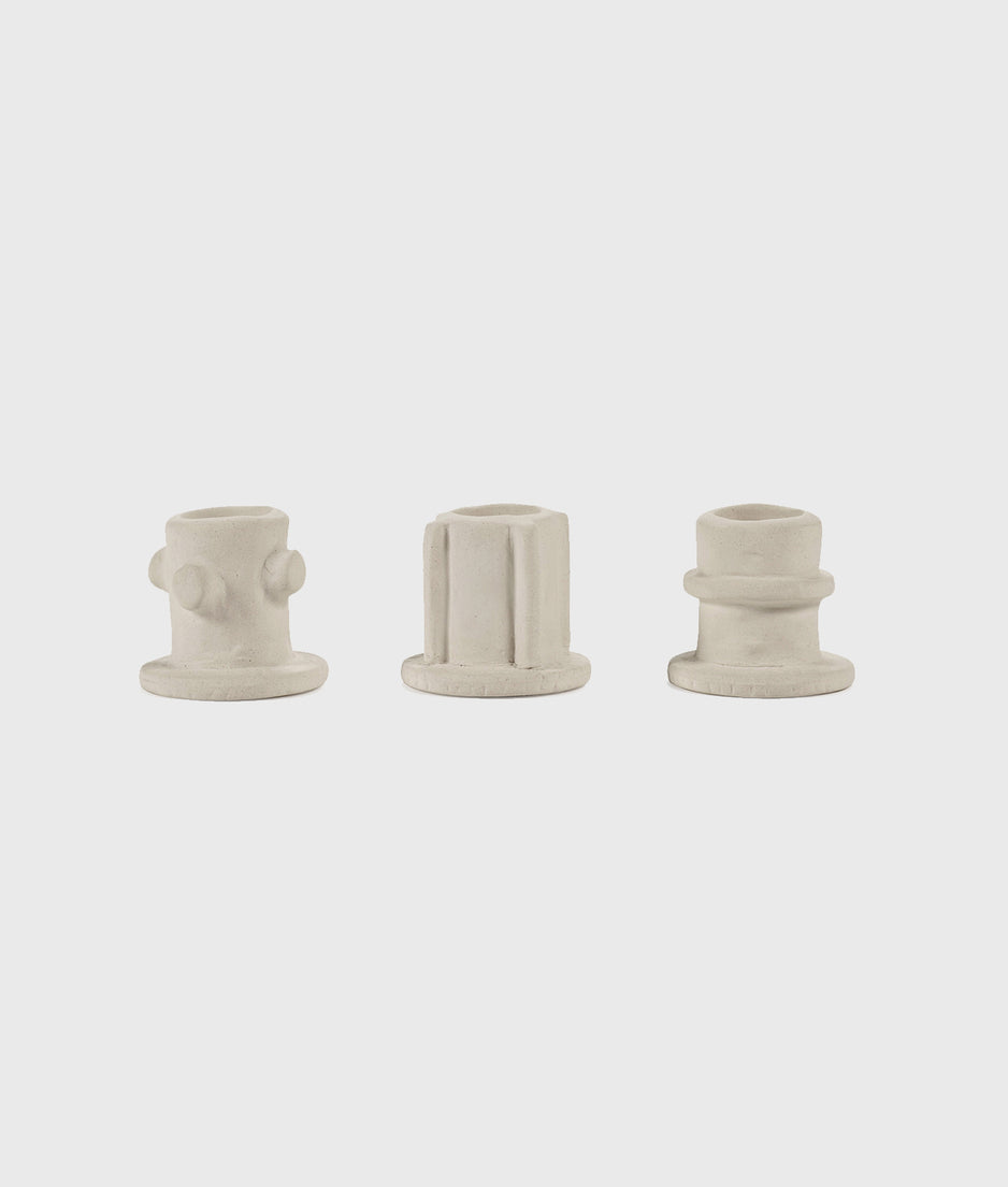 Candle holder 01 set 3 Molly 4CM | soft beige