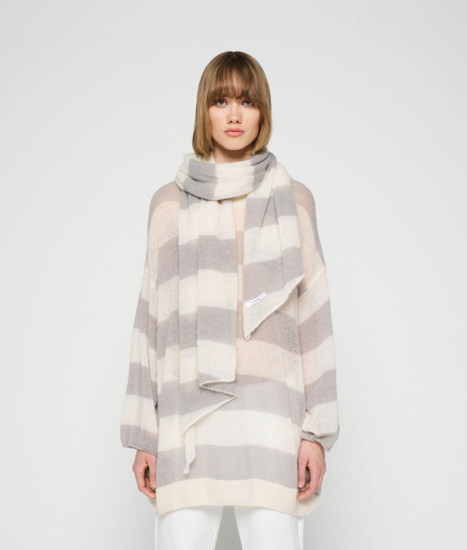 sweater knit stripe | ecru/cloudy